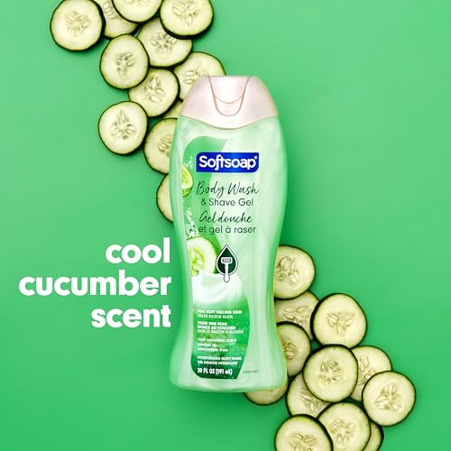 Softsoap Moisturizing Body Wash and Shave Gel, Cool Cucumber Scent, 20 fl oz Bottle (Pack of 2)