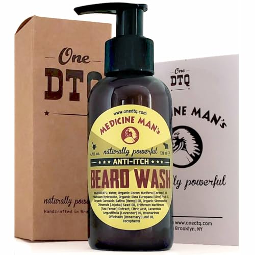 OneDTQ Beard Wash for Itchy Beard & Beardruff ? Natural ? Soothes Skin, Softens, Deep Cleans Medicine Man 4,7 FL OZ | Beard Care