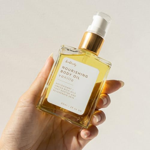 Bonblissity Nourishing Body Oils for Women, 2oz Travel Size - Vanilla Scented Body Oil, Non-Greasy Non-Comedogenic, Vitamin E Hydrating Moisturizer for Men and Women with Dry or Sensitive Skin