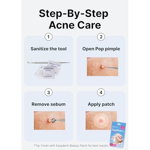 EasyDerm 4-Type Acne Patches Variety Set and 2-in-1 Pimple Popper Tool