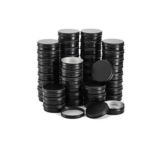 Foraineam 60 Pack 2 oz Round Lip Balm Tin Cans Cosmetic Sample Containers with Screw Lid - Aluminum Empty Tins for Salve, Powder, Spice, or Candies