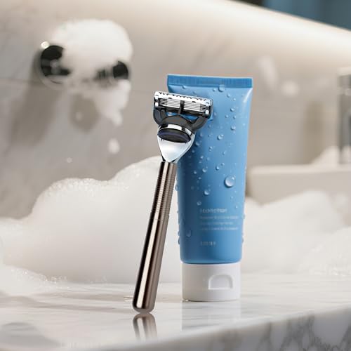 Metal Razor Handle Replacement, Men's Shaving Razor Handle, Shaver Handle Compatible with Gillette Fusion 5 Power & Proglide Shield Blade Refill (Grey)