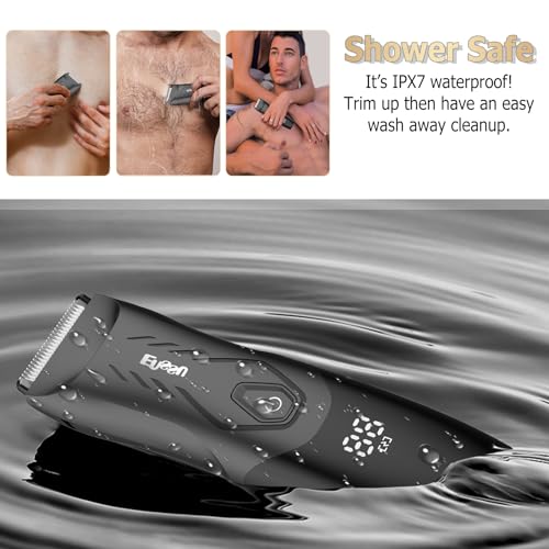 Manscape Body Hair Trimmer for Men, Pubic Groin Hair Trimmer for Men with Safe Blade, Cordless Ball Shaver w/Light, Charging Dock, Waterproof Body Groomer, LED Display, 1H Charge,Black