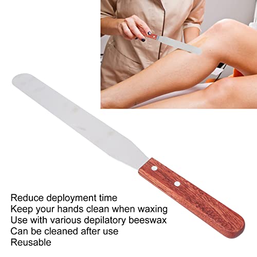 Metal Wax Spatula, Stainless Steel Wax Spatula Eyebrow Wax Metal Wax Spatula Straight Stainless Steel Body Wax Spatula With Wooden Handle For Hair Removal