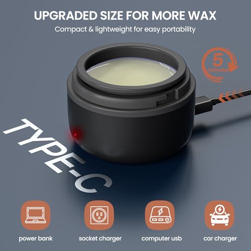 Nose Wax Kit Men, Ear Hair Removal For Men, Ear Hair Waxing Kit with 100 g Wax, 40 Nose Sticks, 20 Times Use, Usb Rapid Heating, Constant Temperature, Painless, Black