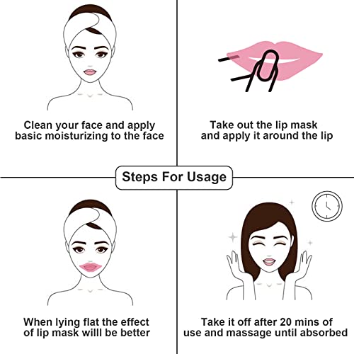 Adofect 30 Pieces Peach Moisturizing Collagen Lip Masks Crystal Lip Care Gel Pads Patches, Mouth & Lips Age Defying Masques - Great for Anti-Chapped, Anti-Wrinkle, Plump Your Lips, Rose Red