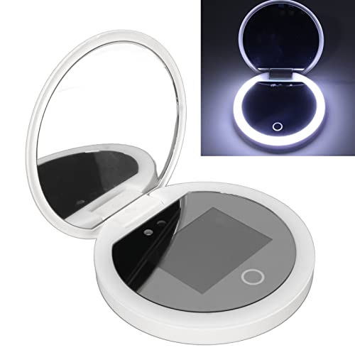 Mirror Sunscreen Testing Camera with Adjustable Brightness, 2X Magnification Travel Makeup Mirror, 3.5in Pocket Size L