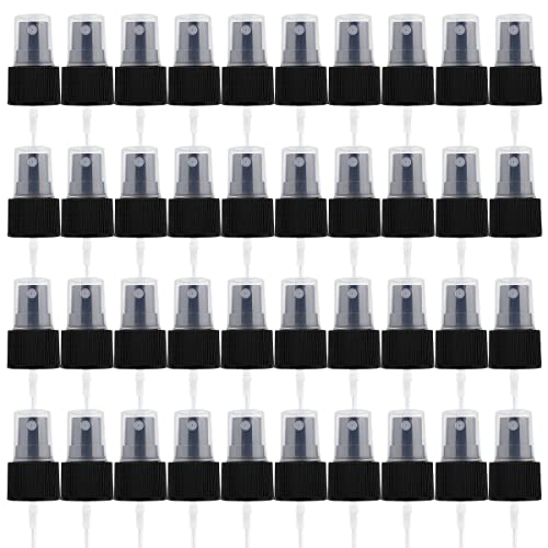 FERCAISH 40 Pcs Spray Bottle Tops, Replacement Pump Heads, Reusable Dispenser Caps, Fine Mist Sprayer, Cosmetic Spray Bottle (24 Caliber-Black)