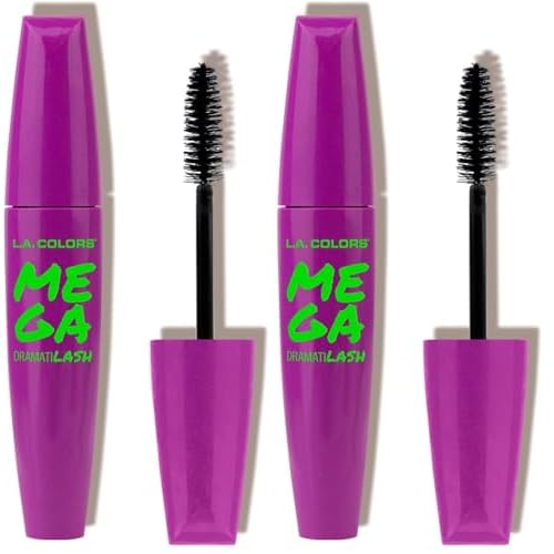 L.A. COLORS Mega Dramatilash Mascara, Intense Black CMS523 (Pack of 2)
