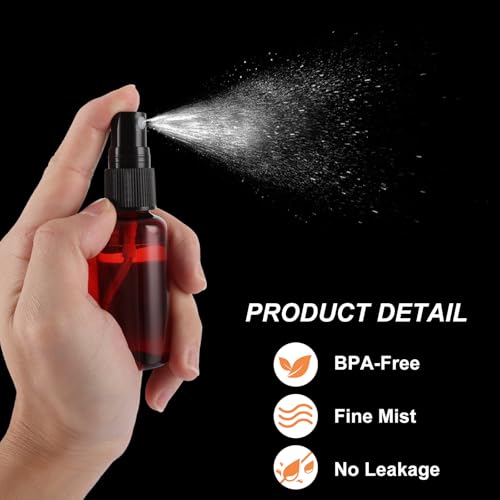 60 Pcs 1 oz Amber Spray Bottles with Sticker and Funnel, Anti-UV Fine Mist Mini Spray Bottles, Refillable Small Spray Bottle Travel Spray Bottle for Essential Oils and Various Liquids