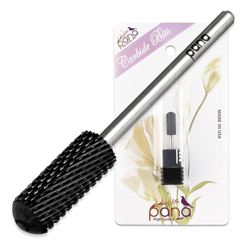 PANA 3/32" Small Smooth Round Top Safety Carbide Nail Drill Bit for Gel Polish & Acrylic Removal Nail Salon Manicure Pedicure Electric File Tools (Small Barrel - DLC Black, Coarse)