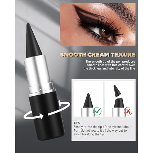Green Gel Eyeliner Cream Pencil, Waterproof Smudge-proof Longwear, Glides on Smoothly Matte Waterline Eyeliner, Intense Color Eye Liner Pen, Multi-use Face Paint Stick St Patrick's Makeup for Women-03