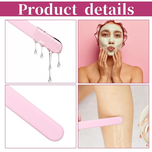 4 PCS Non-Stick Wax Spatulas Set, Silicone Wax Applicator Different Sizes Scrapers Reusable Silicone Stirring Stick For Home Salon Body Use (Pink)