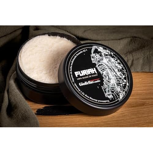 The Goodfellas¡¯ Smile FURIAH (Leather & Wood) Italian Shaving Soap ? Premium Tallow-Based Wet Shaving Soap for Razor Glide, Brush Lather & Bold Scented Grooming