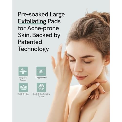 Amino BHA Pads (80 Count) - Pre-Soaked Oil Control Cotton Pads for Gentle Exfoliation, Soothing & Hydration, Korean Skin Care. Amino Acid, Salicylic Acid, Tea Tree