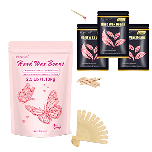 Wax Beads for Hair Removal for Brazilian, Eyebrow Waxing 2.5LB with 20 Spatulas, Hard Wax Beads for Hair Removal (300g/10.5oz) with10pcs Applicators, At Home Waxing Beads for Face, Eyebrow