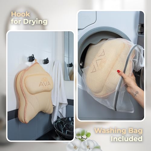 Ava Zen Extra Large Bath Pillow, Bath Pillow for Tub Neck and Back Support, Luxury Spa Set, Bathtub Pillow with 6 Non-Slip Suction Cups