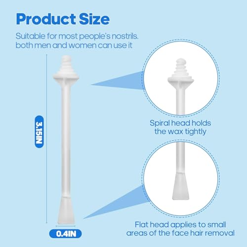 Nose Wax Sticks - 60Pcs Plastic Nasal Cleaning Applicators for Painless Nostril and Eyebrow Hair Removal for Men and Women