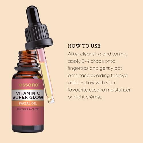 Essano Vitamin C Face Oil with Turmeric & Jojoba Oil, Facial Oil for Radiant, Glowing Skin, Supports Even Skin Tone and Appearance of Dark Spots, Easily Absorbed & Lightweight, Cruelty Free, 20ml