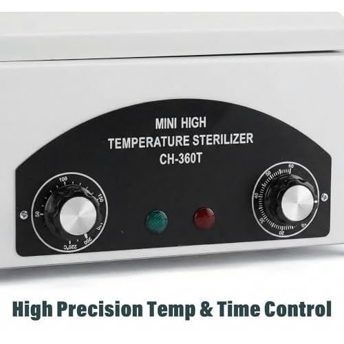2.0L 220¡ÆC 428¢µ High Temperature Autoclave Sterilizer, Dry Heat Nail Sterilizer Machine with Timer for Nail Tools Esthetician Barber's Tools, 110V, CH-360T
