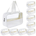 9 Pcs Translucent Make up Bag Toiletry Organizer for Women Men Waterproof Portable Cosmetic Travel Bag with Hanging Handles Travel Storage Carry Pouch, 10.2 x 6.3 x 2.8 Inches (White)