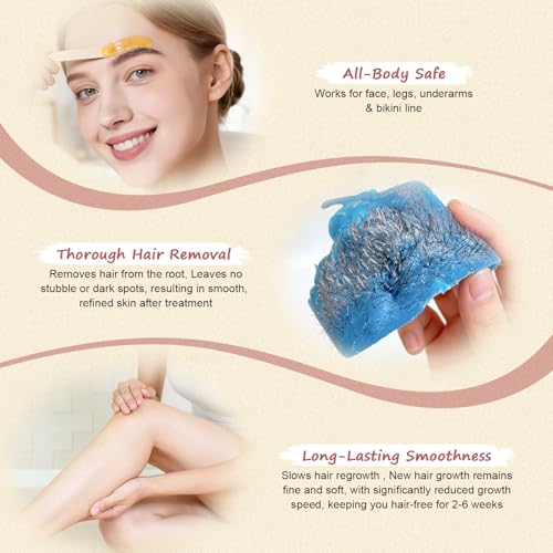 2.2lbs Hair Removal Wax Beads, Professional Hard Wax Beads 1000g, with 20 Applicators, Suitable for Full Body, Painless Gentle Wax Bead Hair Removal for Men and Women