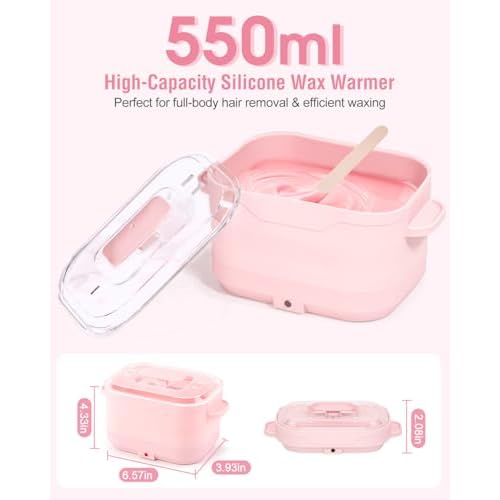 Silicone Wax Warmer for Hair Removal, Foldable Waxing Heater Machine for Melting Hard Soft Wax Beads, 18.6oz Electric Waxing Kit Silicone Wax Pot - Beginner Friendly, Fast Heating, Easy to Clean