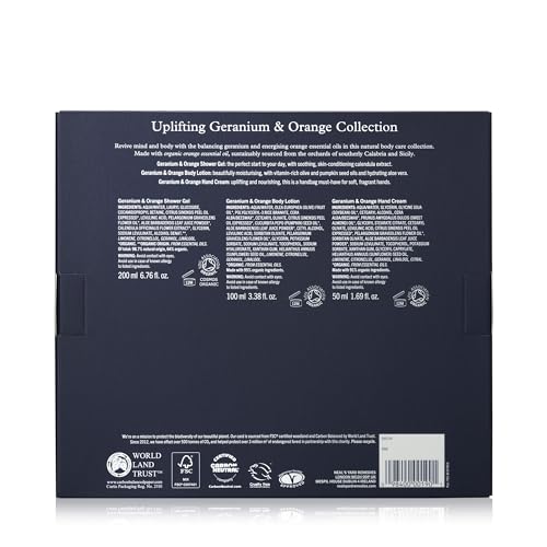 Neal's Yard Uplifting Geranium & Orange Collection with Geranium Essential Oil, For All Skin Types, Vegetarian Approved, Cruelty Free, 3 Piece Set