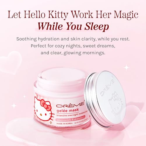 The Cr?me Shop x Hello Kitty Face Mask Pack - Bundle with Klean Beauty Gelee Masks Made in Korea with Niacinamide & Strawberry to Clarify & Tone Sensitive Skin | The Creme Shop Skin Care