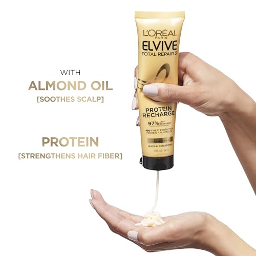 L'Oreal Paris Elvive Total Repair 5 Protein Recharge Leave In Conditioner Treatment and Heat Protectant,5.1 Ounce,(Pack of 2)