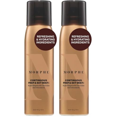 Morphe Continuous Prep & Set Setting Spray - Hydrating Setting Spray for Makeup & Skin Prep - Enriched with Ceramides and Antioxidants for a Radiant Finish (2.8 oz) (Pack of 2)