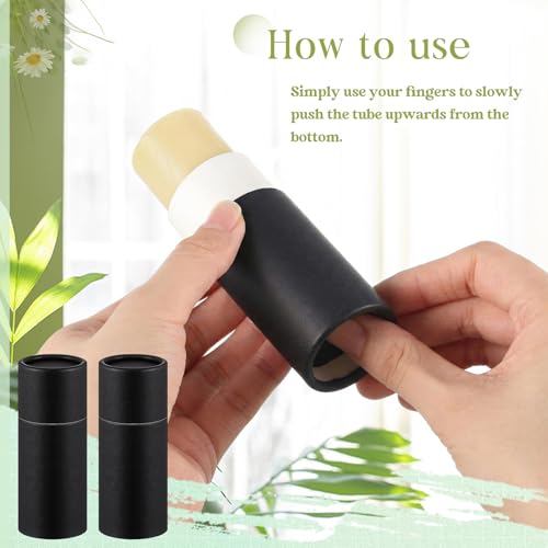 20 Pcs 2oz Empty Paperboard Deodorant Containers Kraft Cardboard Deodorant Tubes Push-up Lip Balm Tubes Solid Perfume Container Lotion Sticks Jars for DIY Homemade Cosmetic Samples(Black)