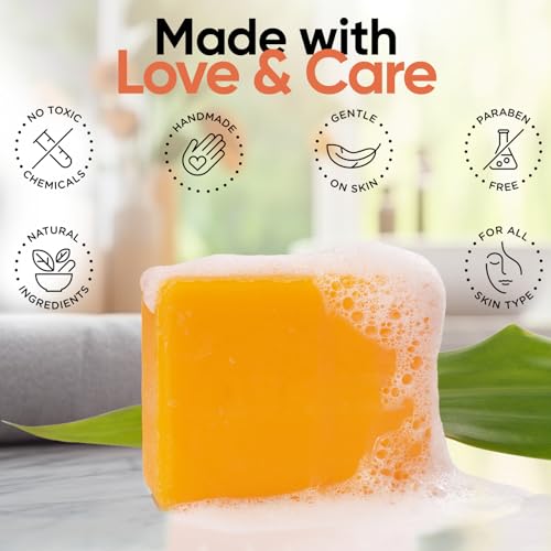 Papaya Soap Face & Body Wash ? Skin Brightening Papaya Soap Bar for Dark Spots ? Reduce Acne, Cleanse Scars, & Even Skin Tone ? with Turmeric, Kojic Acid & Essential Oils ? for All Skin Types (2 pack)