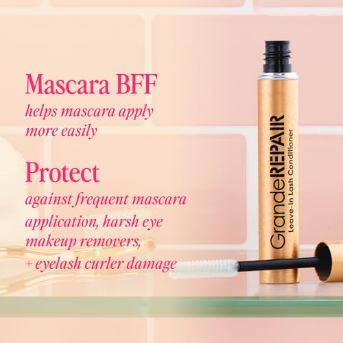 Grande Cosmetics GrandeREPAIR Leave-In Lash Conditioner Strengthens, Softens & Protects with Biotin Peptide & Nourishing Oils- Invisible Formula to Prevent Breakage, Support Healthier Lashes (0.10 oz)