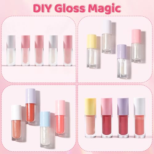 8 Pack Empty Lip Gloss Tubes with Wand & Rubber Insert, 6ml Refillable Clear Plastic Lipgloss Containers with Syringes & Funnel, Portable Leak-Proof Colorful Bottles for DIY Lip Gloss Balms