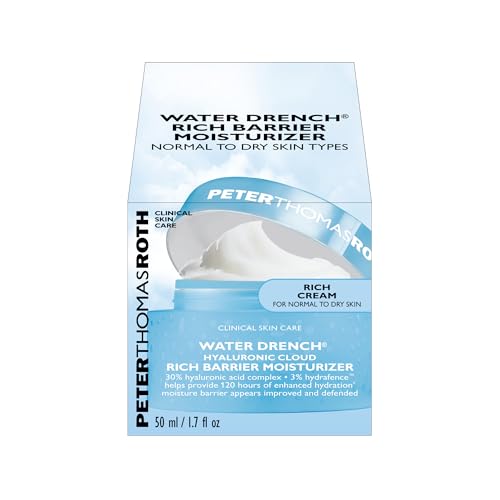 Peter Thomas Roth | Water Drench¢ç Hyaluronic Cloud Rich Barrier Moisturizer | Hyaluronic Acid Barrier Cream For Dry Skin, Fragrance-Free