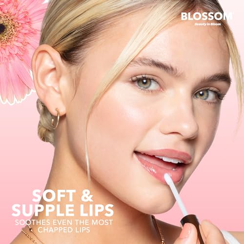 Blossom Lip Gloss & Lip Oil with Olive Oil + Grape Seed Oil, Moisturizing and Hydrating Shimmer Sparkle, Infused with Real Flowers, 3g, Watermelon