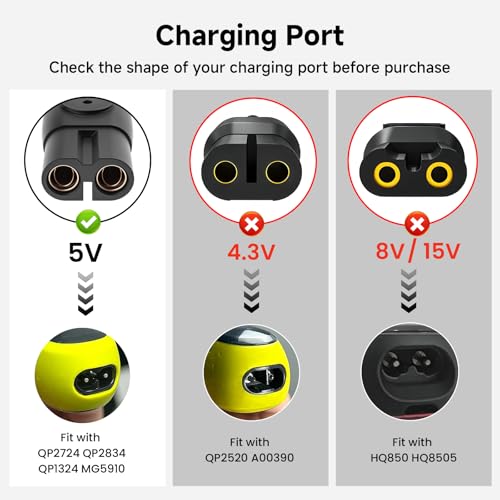 5V USB Charger Cord Fit for Phillips Power Shaver Cable,5V USB Charging Cable Fit for Philips Norelco One Blade QP2724 QP2834 QP1924 QP4631 QP6542 QP4530 MG7910 MG5910 MG9510 MG9525 X3001 S3341