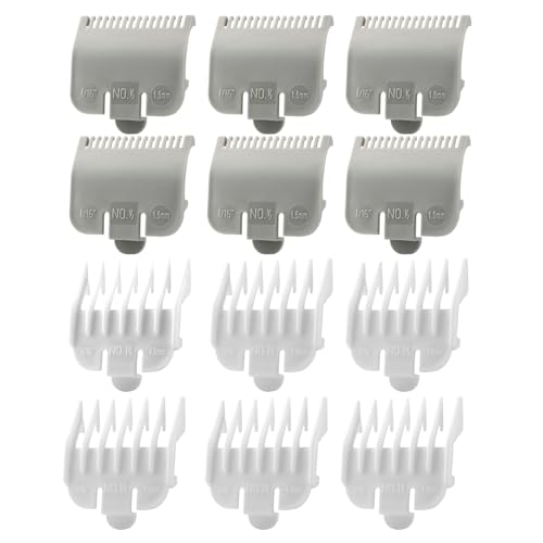 12 Pcs 1/2 Guard Compatible with Wahl Clipper Guards Set Hair Clipper Trimmer Guards #1/2-1/16" (1.5 mm) #1-1/2-3/16" (4.5 mm) Compatible with Wahl #3354-100 Fits Most Size Clippers Guide Comb(Grey)
