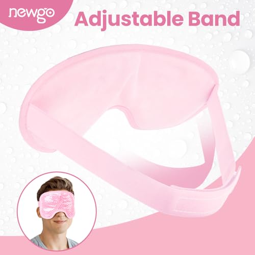NEWGO Cooling Eye Mask for Puffy Eyes, Cold Eye Mask Eye Ice Pack for After Eyes Surgery, Tension Stress Relief, Itchy Eyes, Headaches, Dark Circles - Blue (Pink-2Pack)