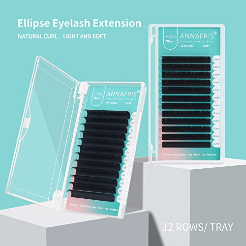Ellipse Flat Eyelashes Extension 0.15 D Curl 8-15mm Natural Soft Matte Black Faux Mink Individual False Lashes Split Tips Light Lashes Extension Supplies (0.15D,8-15mm)
