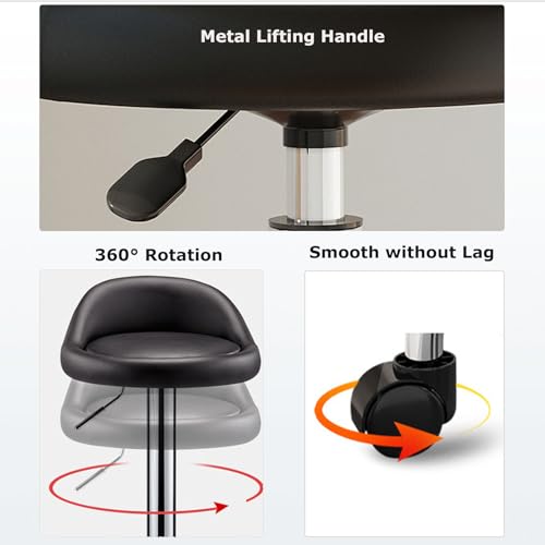 Yuelong Rolling Stool with BackRest and Wheels - Adjustable Height Swivel Stool Chair PU Leather Multi-Purpose Drafting Salon Tattoo Office SPA Shop