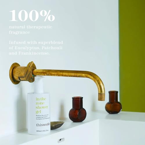 This Works In The Zone Body Lotion & Shower Gel Set: Hydrating Moisturizer & Refreshing Body Wash with Essential Oils, Eucalyptus & Frankincense, Vegan, 10.1 oz Each