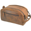 Rasavi Genuine Leather Travel Toiletry Bag, Handcrafted Vintage Water-Resistance Dopp Kit, Large Shaving & Bathroom Organizer - Gift for Men & Women - Distressed Brown