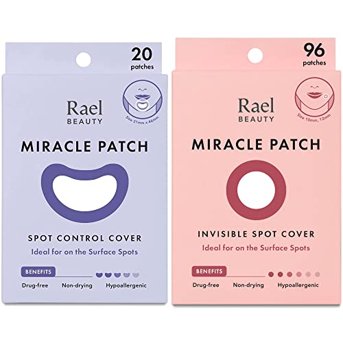 Rael Miracle Bundle - Large Spot Control Cover (20 Count), Invisible Spot Cover (96 Count)