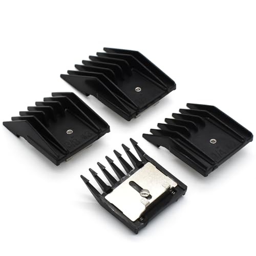 Professional A5 Animal Clipper Attachment Guard Guide Combs Set, 1/8" 1/4" 3/8" 1/2" Compatible with Andis AG BG, Oster Classic 76 Golden A5, Wahl KM Series Pet Groomer Horse Clipper Models (Black)
