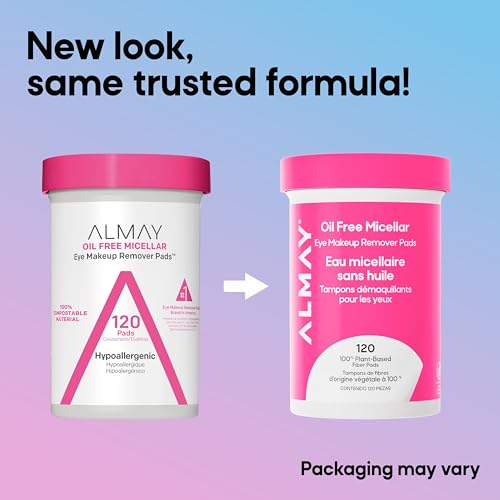 Almay Makeup Remover Pads, Micellar Gentle, Hypoallergenic, Fragrance-Free, Dermatologist & Ophthalmologist Tested (Packaging May Vary), 120 count