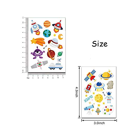 260PCS Outer Spaceship Party Temporary Tattoos for Adult - Astronaut Planets Decorations Birthday (24 Sheets)