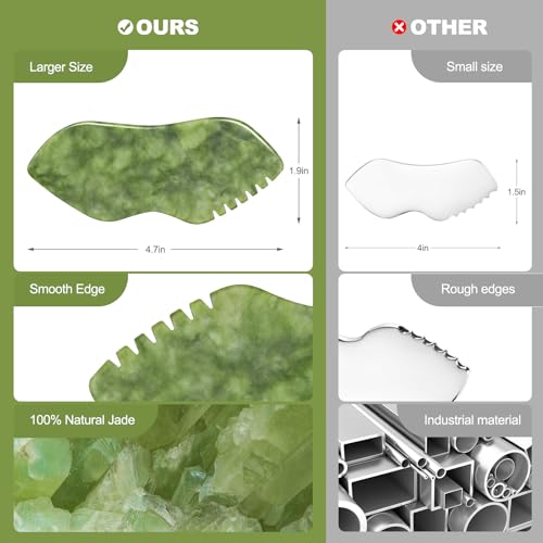 airogym 2PCS Jade Stone Gua Sha Set Face Massager Jade Facial Tools Body Lymphatic Drainage Massager, Guasha Face Sculpting Tool Skin Care Set Gifts for Women Gua Sha Sculpting for Tighten Skin