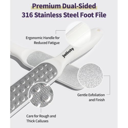 Foot Callus Remover Home Care Set ? Professional Stainless Foot File & Scrubber, Exfoliating Serum for Smooth Skin, Effective on Wet and Dry Feet